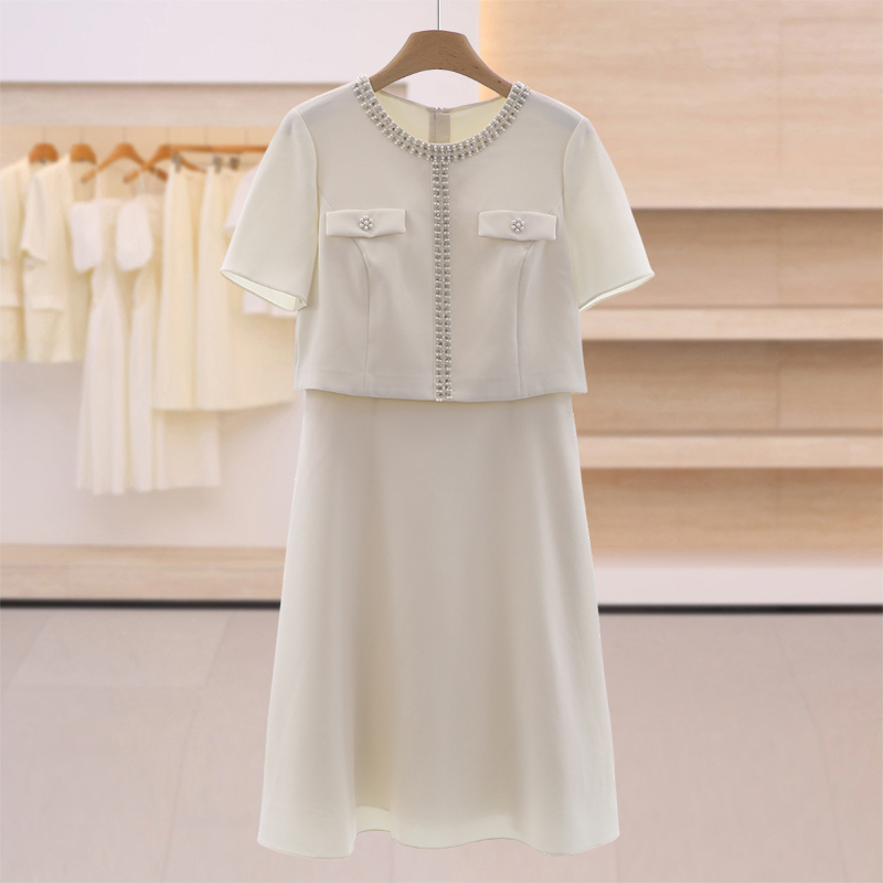 Store Price 5490【拉】Elegant Beaded Waist-Cinching Round-Neck Dress 26 Summer Fashion Clearance Women's Clothing Store Price 5490【拉】Elegant Beaded Waist-Cinching Round-Neck Dress 26 Summer Fashion Clearance Women's Clothing