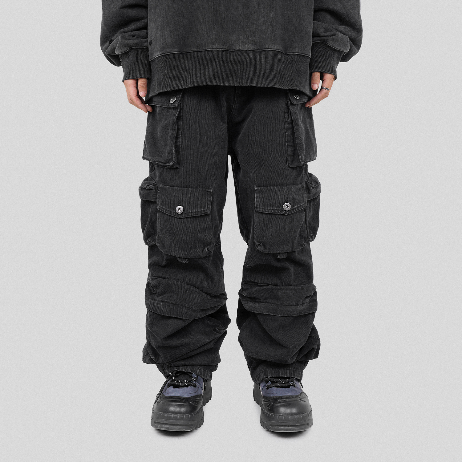 thumbnail for UNDERWATER AW22 waste soil heavy industry washed old heavy cotton loose thickened multi-pocket overalls