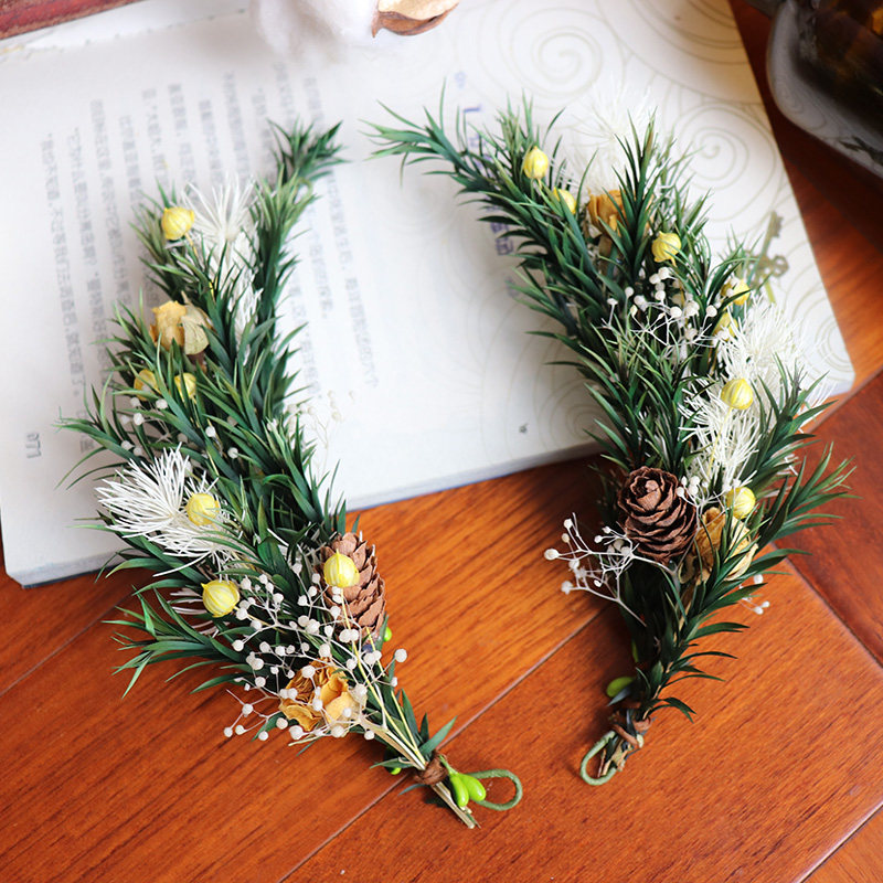 Sen Ensemble Dry Flowers Yonnais earrings natural refreshing floral headwear Bride Hair Accessories for Genuine Holiday Hair Wedding Hairpin