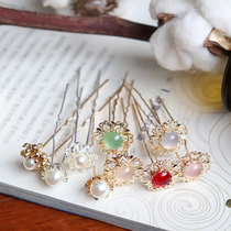 Tang Feng quit face small U hairpin embellishment hairpin Flower hairpin hairpin Hanfu hair ornaments Ming Hua Tian ancient style basic headdress