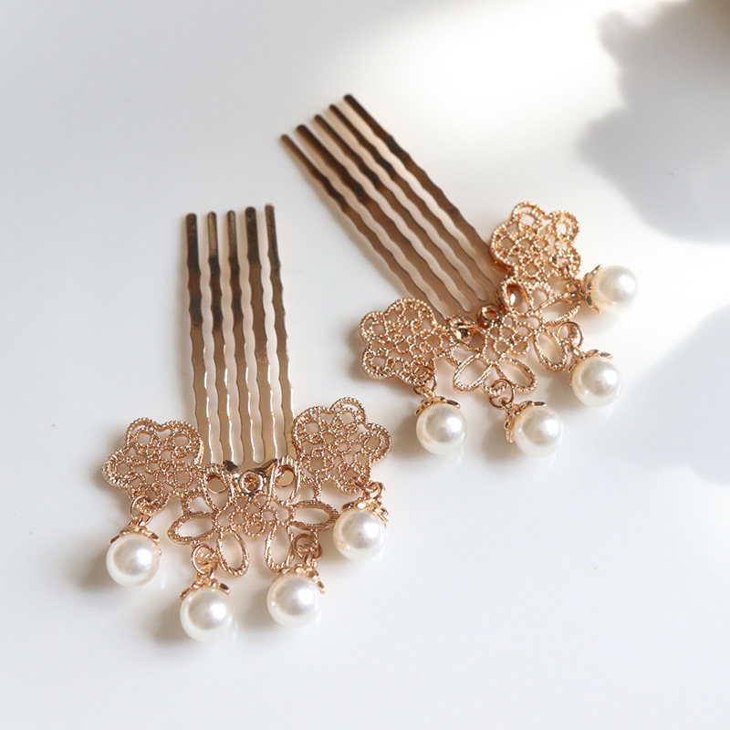 Original pearl Handmaid's mask Temples Streaming Su Carved Flower Head Decorated With Ancient Wind U Hairpin Hairpin Inserts Comb Hair Dresser Hair Accessories