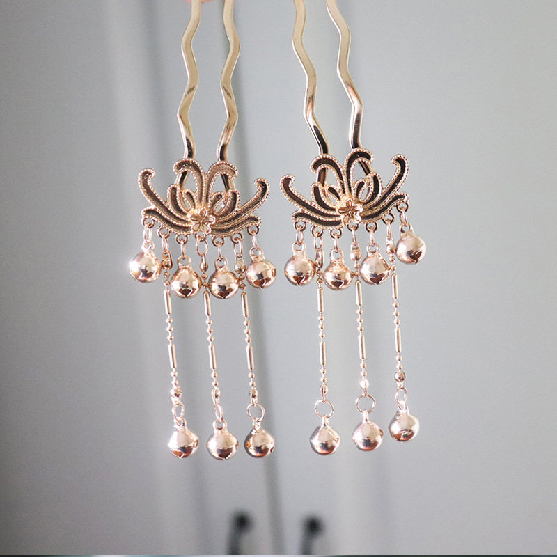 Original Suzuka Handmaid Covered Temples Streaming Su Carved Flower Head Decorated With Ancient Wind U Hairpin Hairpin Inserts Comb Hair Dresser Hair Accessories