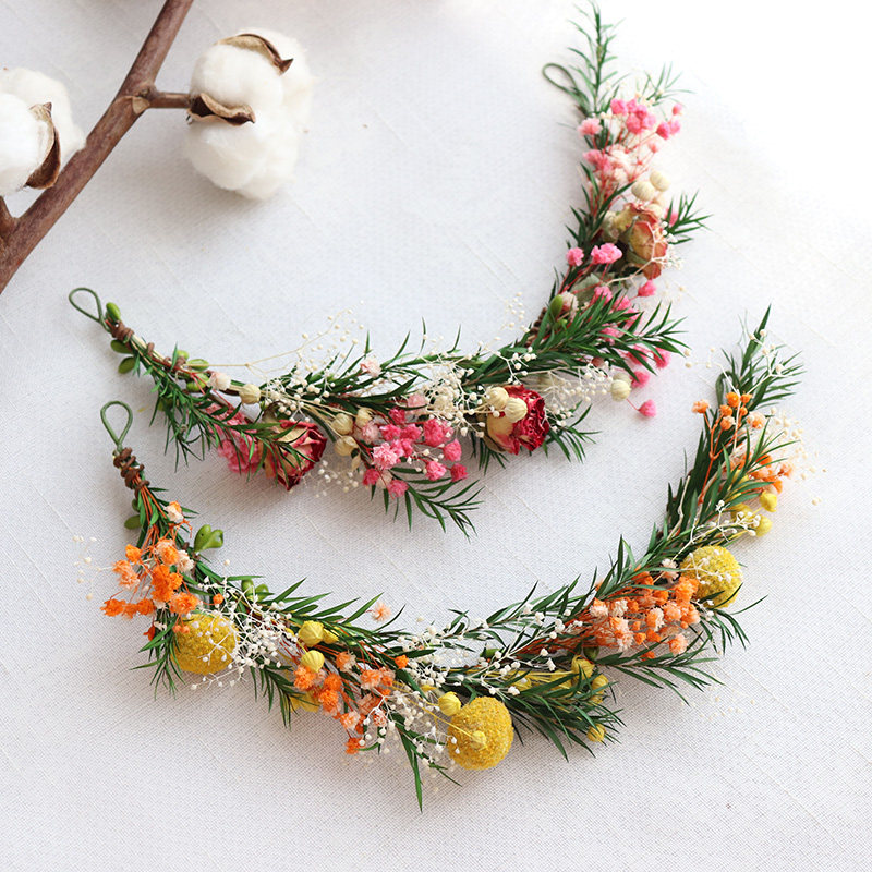Forest dry flower wreath bridal headdress crown styling hair accessories wedding wedding accessories beach holiday flower headband
