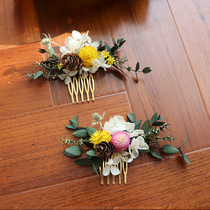 Forest dried flower immortalized flower hair comb Natural preserved flower headdress Bridal hair accessories Photo holiday head flower wedding hair comb