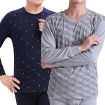 Autumn clothes for the middle-aged and the elderly mens cotton sweater medium thick bottoming loose round neck mens thermal underwear top cotton single piece