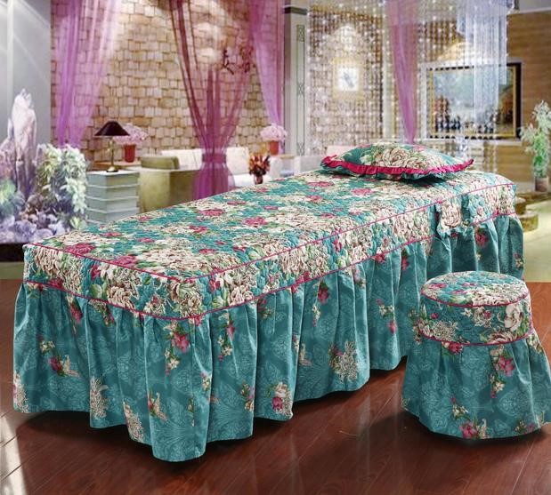 Đặc biệt tùy chỉnh mới làm đẹp giường cao cấp bao gồm bốn bộ bông tẩy trang nguyên chất massage hun khói Hua Ting Sheng Shi màu xanh lá cây - Trang bị tấm mua ga giường spa