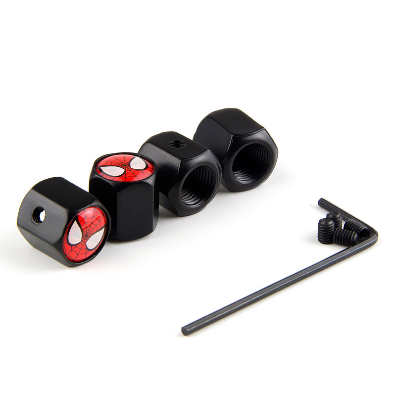 Spiderman modified car tire valve cap personality decorative valve core cover anti-theft universal built-in rubber ring