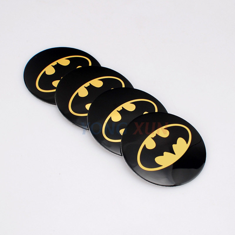 Personality Car Stickup Decoration Sticker Batman Retrofit Wheel Shell Center Cover Car Label Car Hub Cover Car Label Aluminum Sticker 56mm