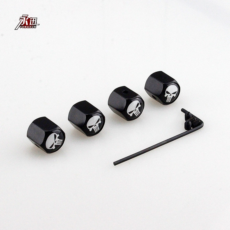 Car tire valve nozzle cap burglar-proof personality long tooth skull head modified alloy valve core sleeve decorative cover universal