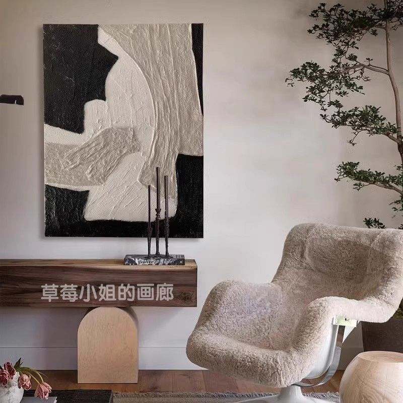 MS Pure Hand Painted Oil Painting Extreme Destitute Wind Modern Minimalist abstract Living room Bedroom Bedroom Decorative drawing bedroom Cubist Texture Hang Painting-Taobao