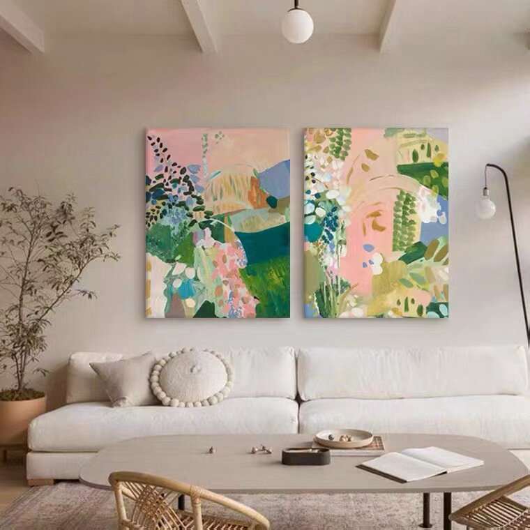 European-style hand-painted three-dimensional abstract flowers living room sofa oil painting porch modern decorative painting graffiti painting restaurant hanging painting - Taobao