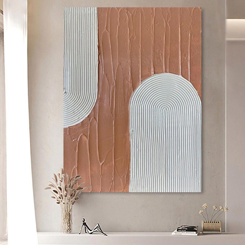 European abstract pure hand-painted oil painting living room decorative painting porch three-dimensional texture wabi-sabi frameless orange line hanging painting - Taobao