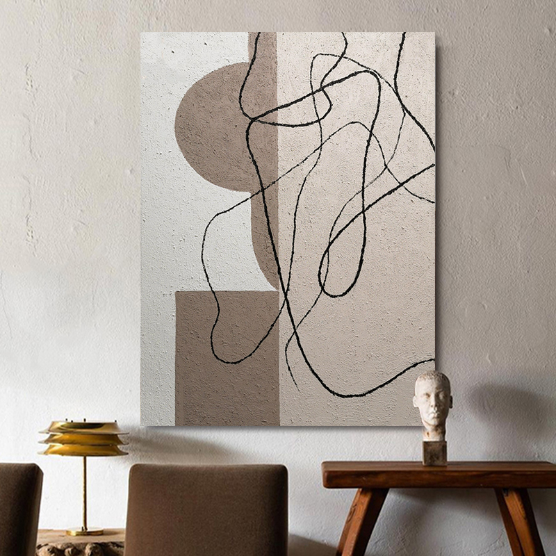 Pure hand-painted oil painting wabi sabi abject poverty style living room hanging painting porch modern minimalist abstract single texture decorative painting