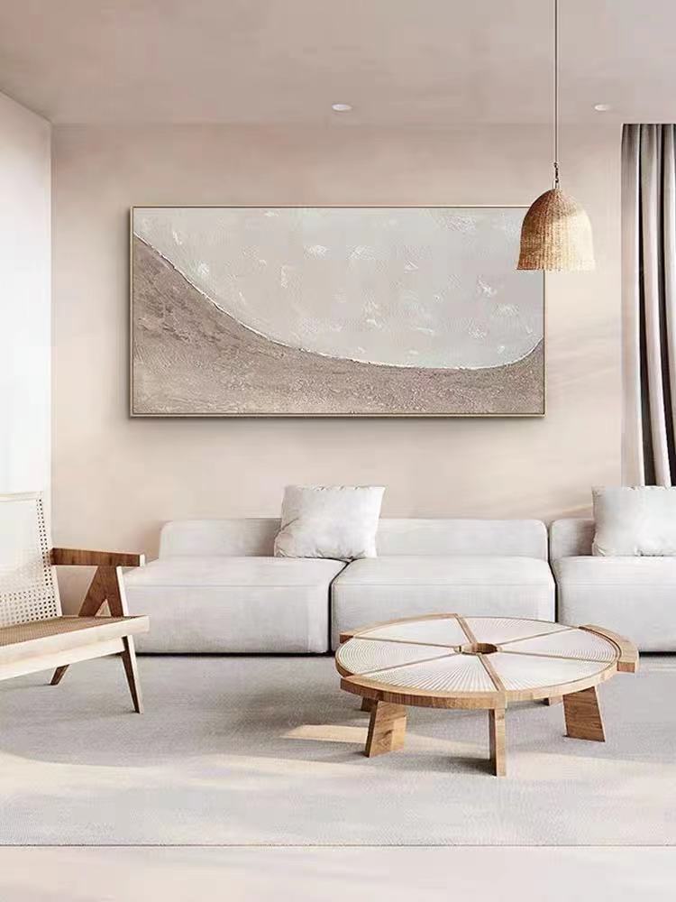 Pure hand-painted oil painting yellow sand living room sofa Nordic modern light luxury porch abstract dining room bedroom hanging painting decorative painting