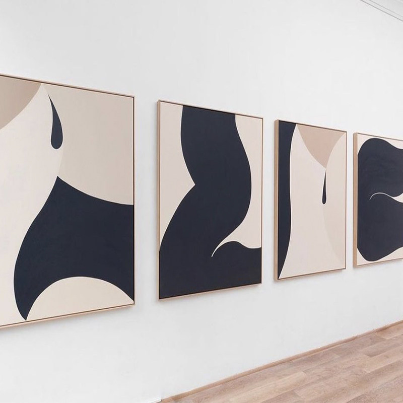 Pure hand-painted oil painting abstract line decorative painting modern minimalist living room sofa corridor hanging painting Nordic porch mural - Taobao