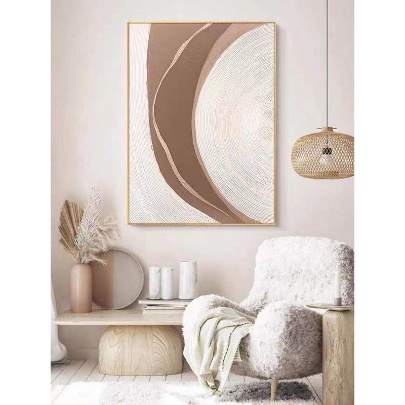 Hand-painted oil painting large-scale landing light luxury living room porch three-dimensional decorative painting abstract lines modern minimalist hanging painting