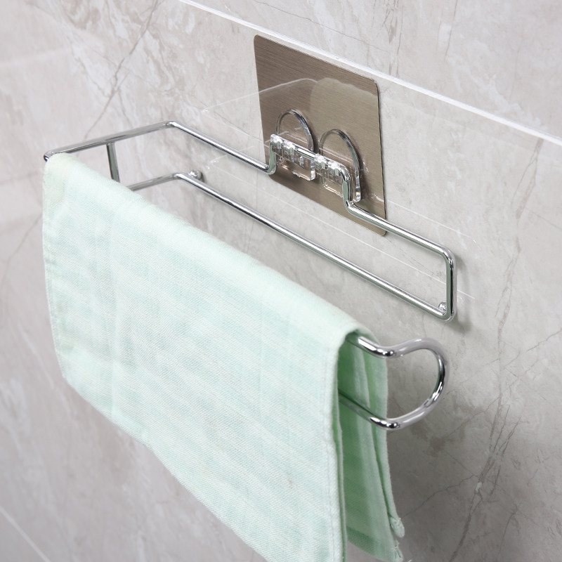 Biqing Kitchen Wall-mounted Paper Towel Rack Roll Toilet Paper Rack Bathroom Tissue Rack Kitchen Paper Towel Rack Free of perforated drum paper shelf