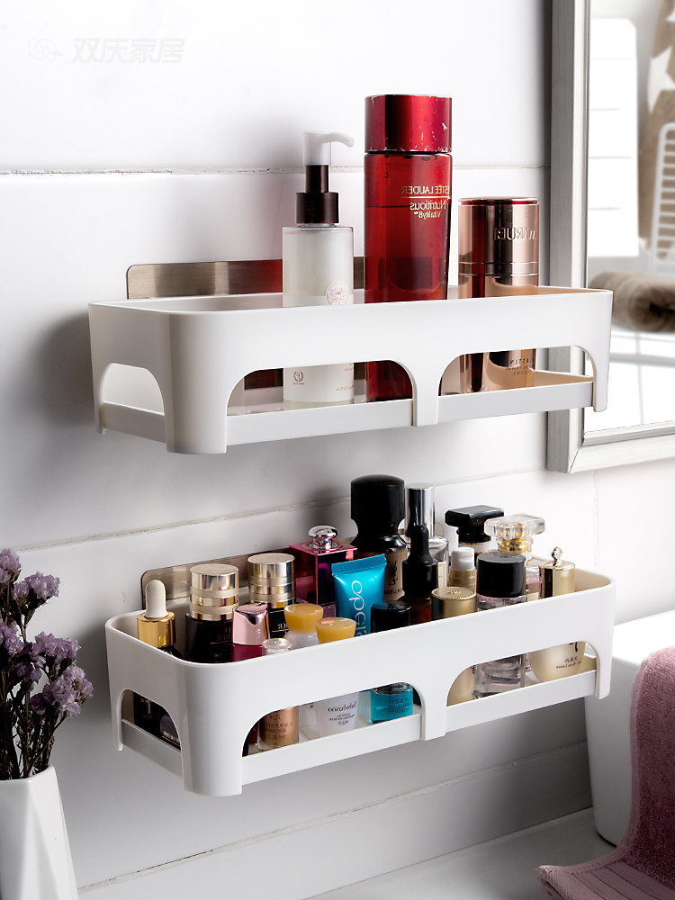 Biqing Punch Free Punching Without Mark Bathroom Rack Wall-mounted Dressing Room Suction Wall Type Containing Shelf Magic Stick Suction Cup Shelf