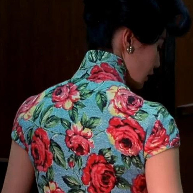 Replica of the Movie in the Mood for Love, Zhang Man-Yu's 1950S Handmade Vintage Hong Kong-Style Cheongsam, Chiffon, Celebrity-Inspired Design