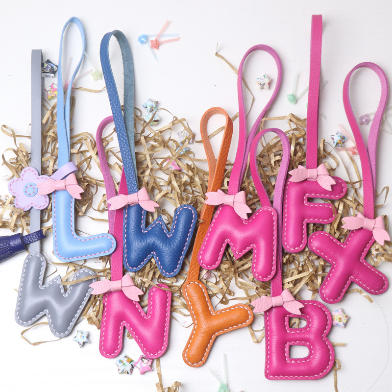 Handmade DIY Leather Letter and Number Pendant Bow Accessories Cute Bag Charm Keychain Material Kit Handmade DIY Leather Letter and Number Pendant Bow Accessories Cute Bag Charm Keychain Material Kit