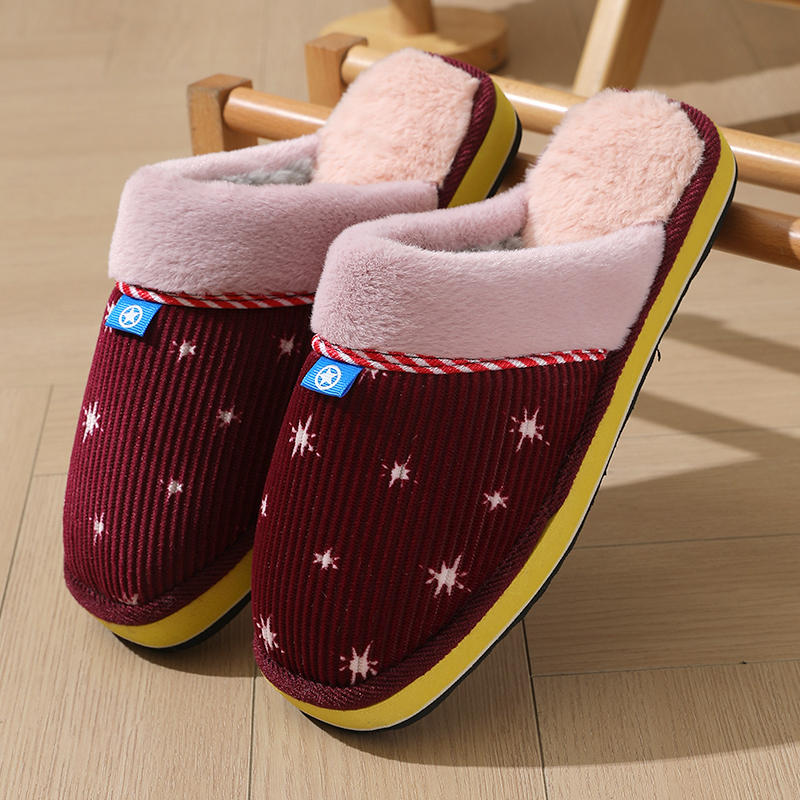Popular Corduroy Slippers for Couples, Indoor Non-Slip Warm Home Slippers, Thickened Adult Handmade Slippers with Foam Soles for Home Use