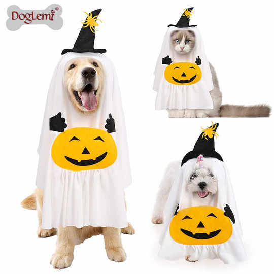 Halloween Dog Funny Clothes Set Pumpkin Ghost Pet Personalized Transformation Dog Costume Photo Props
