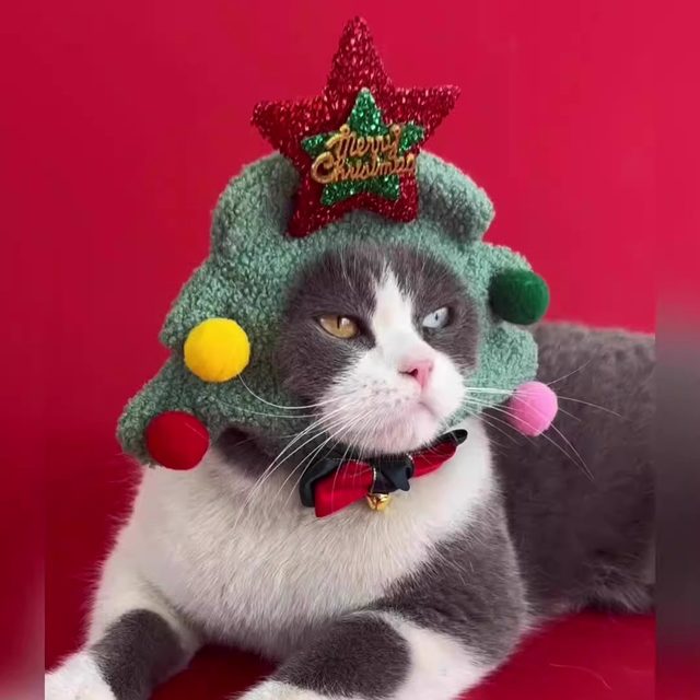 Dog and Cat Christmas Decoration Hat, Small and Medium-Sized Dog Headgear, Cartoon Cute Costume, Plush Christmas Tree Snowman Hat