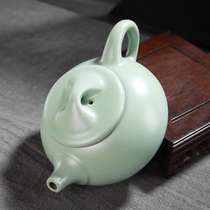 Handmade Ru Kiln teapot open piece large Ru porcelain can raise small single pot Ice crack Xishi Pot Ceramic Brother Kiln Kung Fu tea set