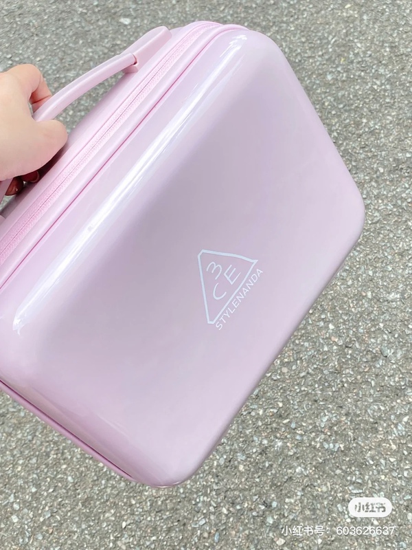 3Ce Pink Suitcase Pink Furry Suitcase Mini ins Style Portable Travel Case
