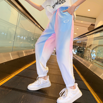 2022 new girl anti-mosquito pants slim fit children spring autumn casual sports pants summer big child ice sweatpants