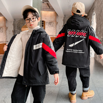 Boy Autumn Winter Clothing Plus Suede Jacket 2021 New Thickening CUHK YoungHan Version Pie Overcomes Child Cotton Clothing Winter