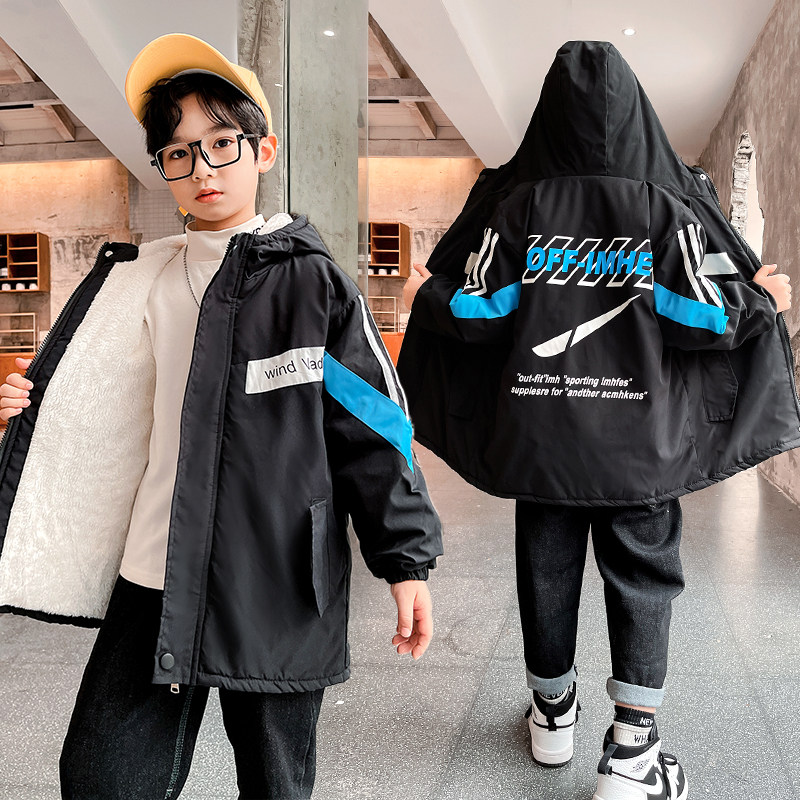 Boy's autumn clothing to overcome gush thickened jacket CUHK Scout 2022 new foreign autumn and winter in children's submachine clothes