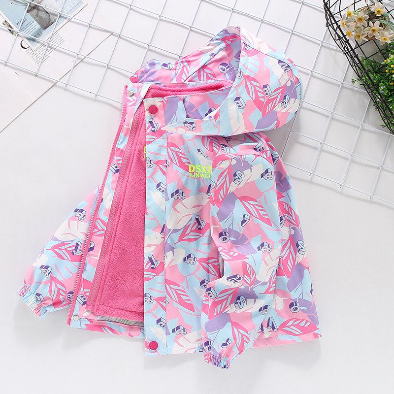 Girl's sub-machine clothes in three-in-one detachable autumn clothing 2021 new children rocking grain suede fall girl jacket spring and autumn