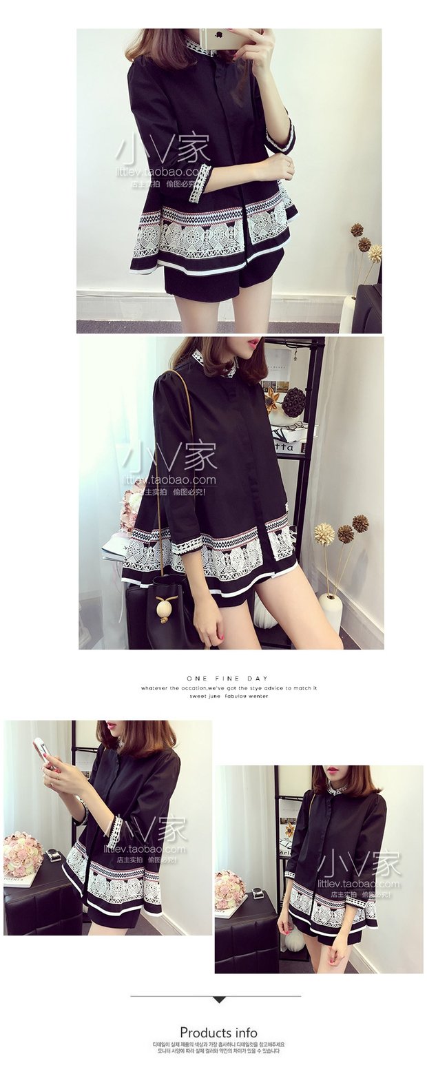 Xuân 2018 mới size lớn cổ áo sơ mi nữ cổ áo hem búp bê buông lơi mỏng quốc áo ren nữ áo sơ mi trắng nữ form rộng