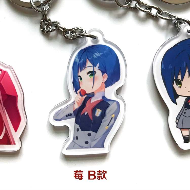 unique halloween costumes Anime DARLING in the FRANXX 02 HIRO ZERO TWO Keychain Cosplay Acrylic Figure Keyring School bag Cute Pendant Charms Xmas Gifts simple halloween costumes