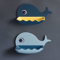 Thickened soap box Non-punching household small whale soap box suction cup toilet wall-mounted soap box drain