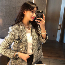 Suit jacket womens net red small suit retro plaid Korean chic Korean version Inren Wind 100 hitch suit blouse