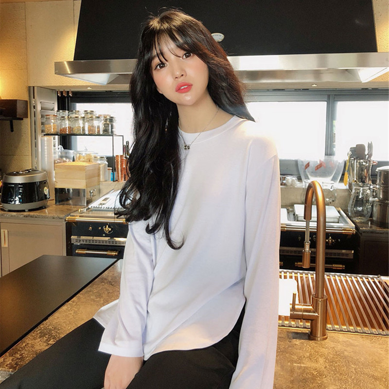 T-shirt woman long sleeve port Wind 100 lap 2022 Early spring loose Euros dress ins Han version Conspicuge Blouses Bottoms Shirts