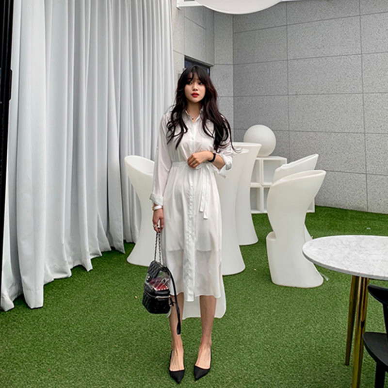 2023 popular skirt summer very fairy French niche dress over the knee shirt dress fairy super fairy sweet