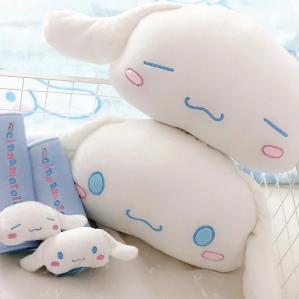 2pcs/set Cute Cinnamoroll Auto Car Neck Headrest Pillow Plush Soft Seat  Pillows