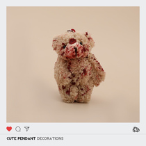 ins Korean disabled bloody bear bag pendant plush doll keychain Cartoon Doll bag hanging girl