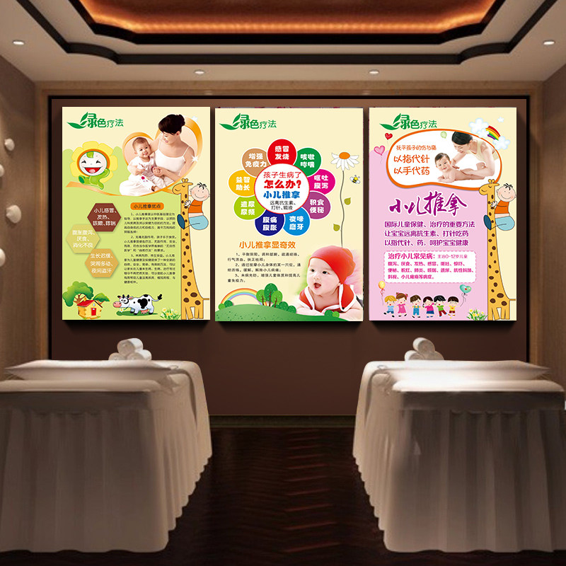 Children's massage knowledge wall chart Traditional Chinese medicine health care children's standard meridian acupoint physiotherapy PP adhesive poster