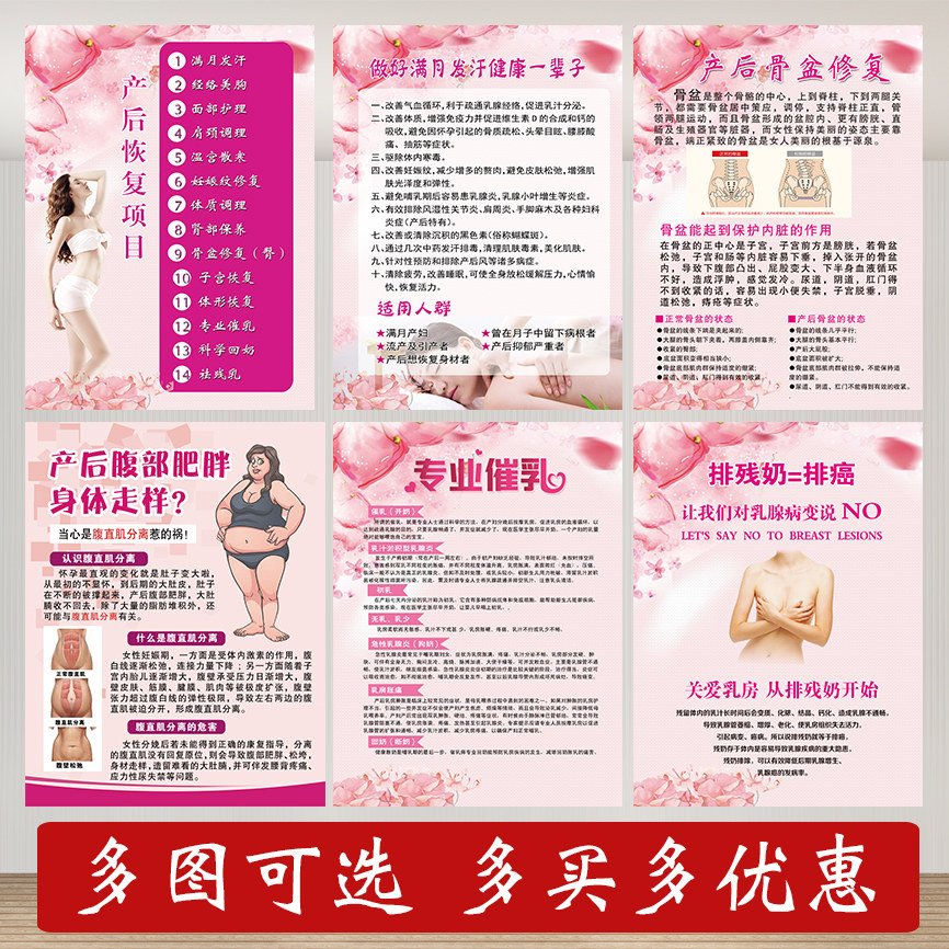 Postnatal Rehabilitation Poster Prolific Cosmetic Restoration Wall Chart Propaganda Full Moon Hair Sweaty Pelvis Pelvic Floor Musculature