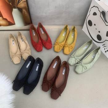 New light mouth square toe retro suede ballet shoes New light mouth square toe retro suede ballet shoes