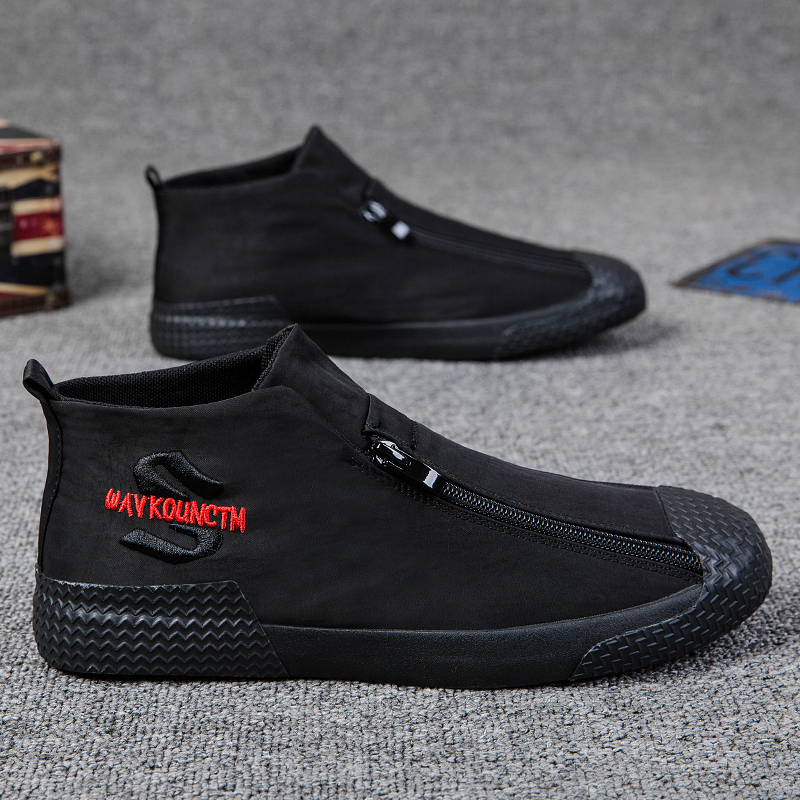 High-top shoes men's 2021 spring new Korean version trend all-match sneakers student shoes men's casual canvas men's shoes