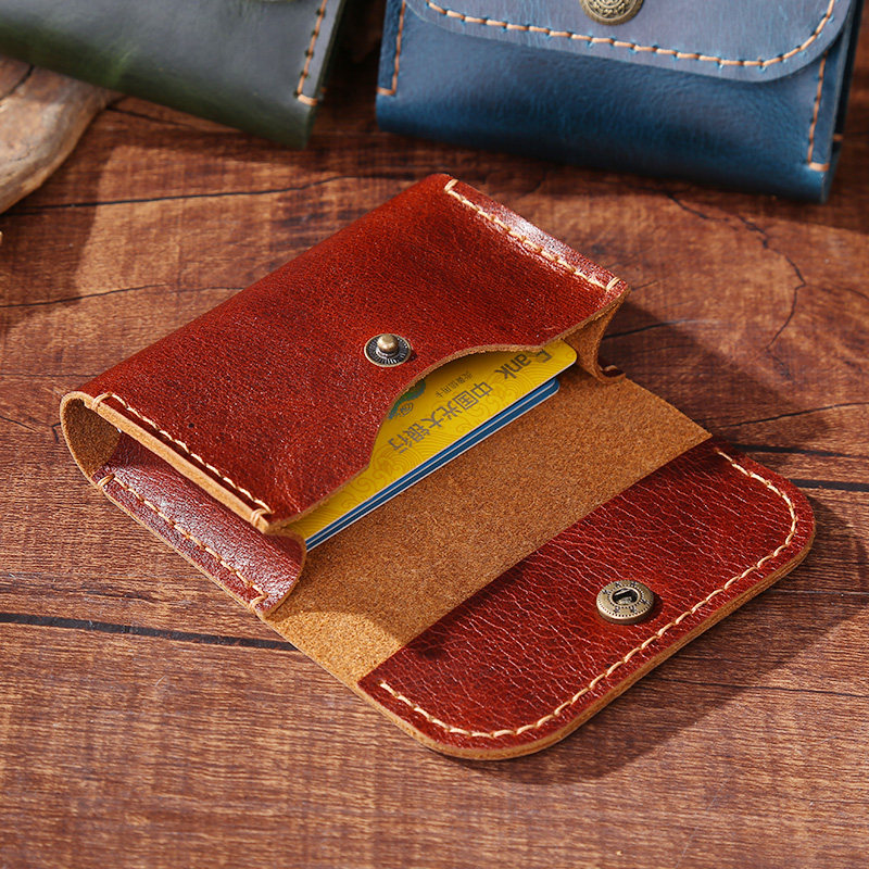 Leather card holder large-capacity DIY handmade material bag head layer cowhide business card bag for men and women retro credit card storage