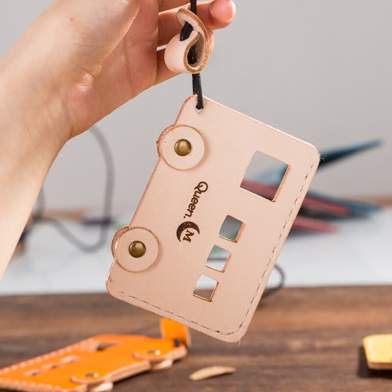 Ultra-thin small card holder men's business card card holder female multi-card position leather cartoon bus card holder mini credit card holder