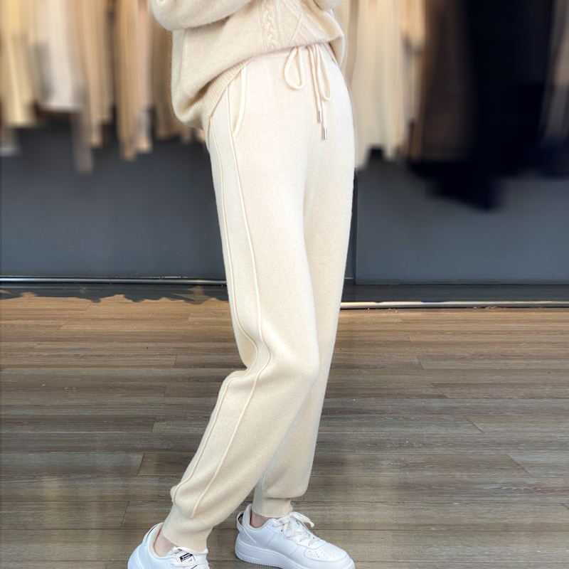 Wear Close-Fitting Wool Knit Pants for Women in Autumn and Winter, New Slim-Fit High-Waisted Long Pants, Pure Cashmere Harem Pants Wear Close-Fitting Wool Knit Pants for Women in Autumn and Winter, New Slim-Fit High-Waisted Long Pants, Pure Cashmere Harem Pants