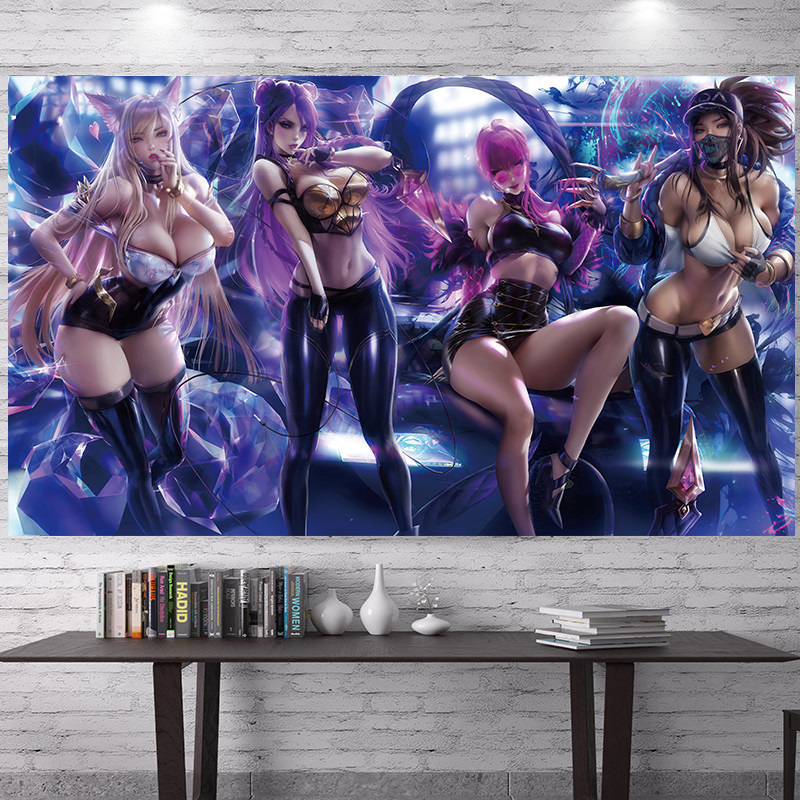 Hero alliance KDA women's group background cloth ins hanging cloth Dormitory bedroom decoration wall cloth Personality simple wind tapestry
