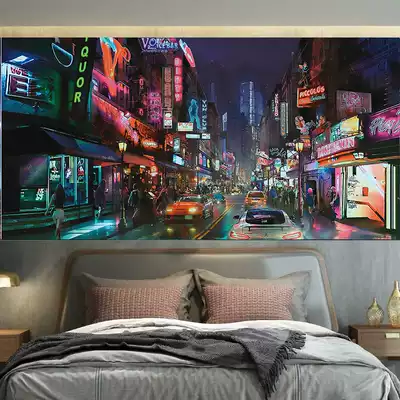 Cyberpunk night view hanging cloth ins background cloth room bedroom decoration dormitory wall cloth personality simple style tapestry